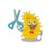 Sporty bacteria spirilla cartoon character design with barber