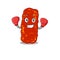A sporty boxing athlete mascot design of acinetobacter bacteria with red boxing gloves