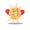 A sporty boxing athlete mascot design of mycobacterium kansasii with red boxing gloves
