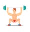 Sporty boy lifting barbell icon