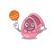 Sporty cartoon mascot design of baby girl shoes with basketball