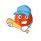 Sporty chinese drum cartoon character design with baseball