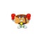 A sporty chocolate cream pancake boxing athlete cartoon mascot design style