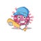 Sporty corona virus cartoon character design with baseball