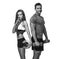 Sporty couple with dumbbells and ball.