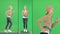 Sporty european girl running in a street style outfit on a Green Screen, Chroma Key.