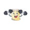 Sporty Fitness exercise cashew butter mascot design using barbells