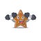 Sporty Fitness exercise gingerbread star using barbells