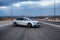 Sporty German Audi sedan on a winding mountain road..