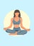 sporty girl in bed colors without face with russet hair yoga lotus pose beautiful poster