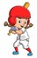 The sporty girl is playing the baseball and swinging the stick