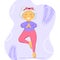 Sporty Granny does Yoga. Old person. Vector colorful cartoon illustration. Senior woman in pose yoga. Exercising for better health