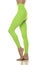 Sporty green leggings on slim pretty bare legs on a white background