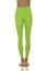 Sporty green leggings on slim pretty bare legs on a white background. Front view