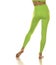 Sporty green leggings on slim pretty bare legs on a white background. Rear view