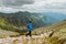 Sporty hiker in Tatra Mountains, Poland