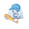 Sporty igloo cartoon character design with baseball
