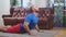 Sporty man doing exercise, lay on the floor, pulls back, art concept