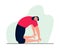 A sporty man in yoga breaks his back . Fitness stretching for the back