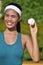 Sporty Minority Female Baseball Player Smiling