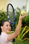 Sporty Minority Female Tennis Player And Happiness With Tennis Racket