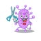 Sporty mycobacterium cartoon character design with barber