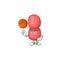 An sporty neisseria gonorrhoeae mascot design style playing basketball on league