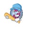 Sporty neutrophil cell cartoon character design with baseball