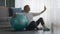 Sporty Senior Lady Making Selfie Posing With Fitness Ball Indoors