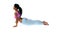 Sporty slim african woman in cobra yoga pose