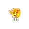 Sporty smiling chinese gold drum cartoon mascot with baseball