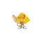 Sporty smiling gold chinese folding fan cartoon mascot with baseball