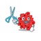 Sporty streptococcus pneumoniae cartoon character design with barber