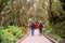 Sporty tourist couple on hiking trail, Anaga Rural Park Tenerife Canary Islands