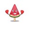 A sporty watermelon ice cream boxing mascot design style