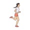 Sporty woman character jogging or running, sketch vector illustration isolated.