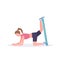 Sporty woman doing exercises with resistance band girl training in gym stretching workout healthy lifestyle concept flat