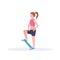 Sporty woman doing exercises with resistance band girl training in gym stretching workout healthy lifestyle concept flat