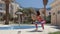 Sporty woman Elastic Band Squat Exercises