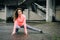 Sporty woman on urban stretching fitness workout