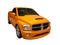 Sporty Yellow Dodge Ram Pickup Isolated Over White