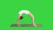 Sporty yoga girl performing Chakrasana Urdva Dhanurasana Wheel Pose on a Green Screen, Chroma Key.