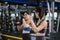 Sporty young asian women training boxer wearing strap on wrist with coach, Boxing practice sports