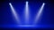 Spotlight backdrop. Illuminated blue stage. Background for displaying products. Bright beams of spotlights, shimmering glittering