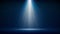 Spotlight background. Illuminated blue stage. Divine radiance. Backdrop for displaying products. Bright beams of spotlights,