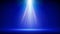 Spotlight background. Illuminated blue stage. Divine radiance, god. Backdrop for displaying products. Bright beams of spotlights