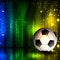 Spotlight football glitters background with soccer ball