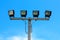 Spotlight Football Stadium on blue sky background in Chiang Mai