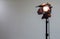 Spotlight with halogen bulb and Fresnel lens. Lighting equipment for Studio photography or videography