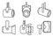 Spotlight lamp icons set, outline style